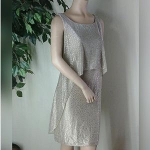 SLNY Gold Women's Cut-Out Back Shimmer Popover